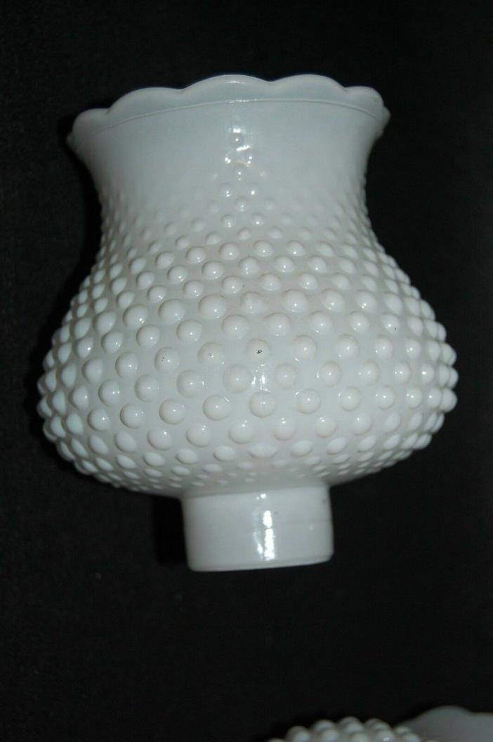 Pair of Hobnail Milkglass White lamp shades globes covers for 1.75