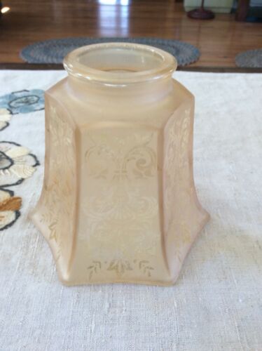 Vintage Art Deco Acid Etched Peach Frosted Glass Chandelier Ceiling Light Shade