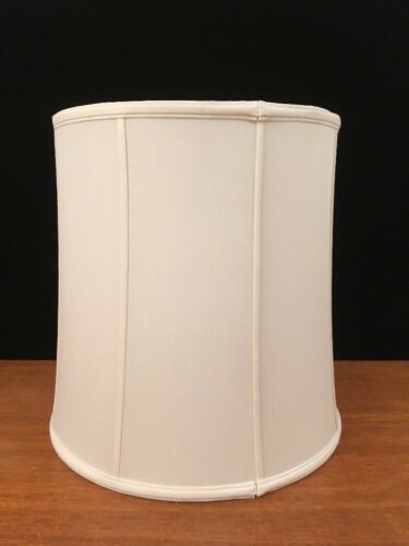 Large Vintage White Silk Barrel Lampshade