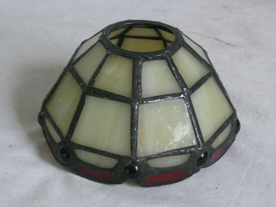 small vintage stained glass lamp shade leaded replacement mini top approx. 2
