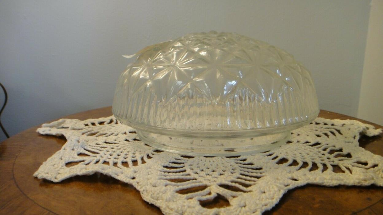 Clear Glass Embossed Star Art Deco Ceiling Light Shade~Flush Mount Fixture 6