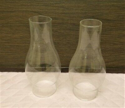 Lot Set 2 Vtg Clear Hurricane Chimney Lamp Shade 8 1/2