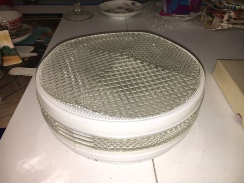 Vintage Clear And Frosted Glass Round Diamond Point Ceiling Light Shade 8”