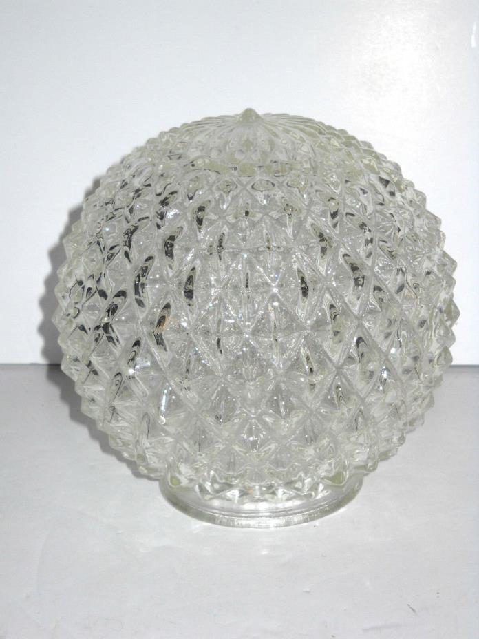 Vintage 6'' Pressed Cut Clear Diamond Glass Lamp Light Shade Globe 31/4