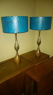Pair of Mid Century Vintage Style Fiberglass Lamp Shades Modern Atomic TST