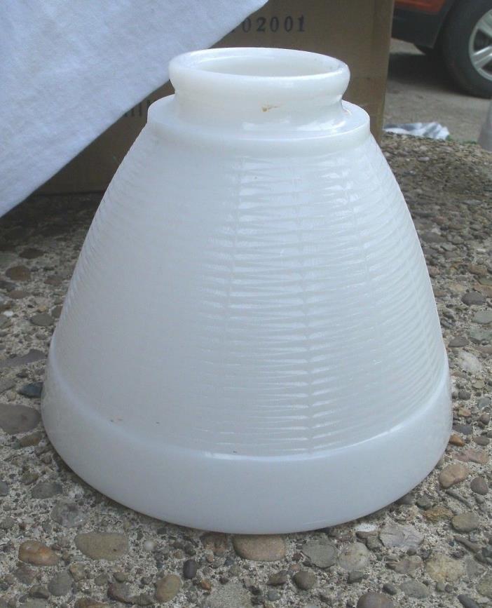 Vintage White Glass Light Shade flare style 1950s fixture lamp lighting textured