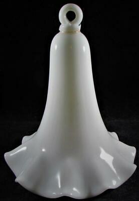 Antique Oil Kerosene Lamp Opal White Glass Smoke Bell Shade Tall w/ Applied Loop
