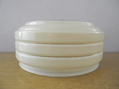 Vintage Tiered White Glass Art Deco Ribbed Ceiling Light Fixture Shade