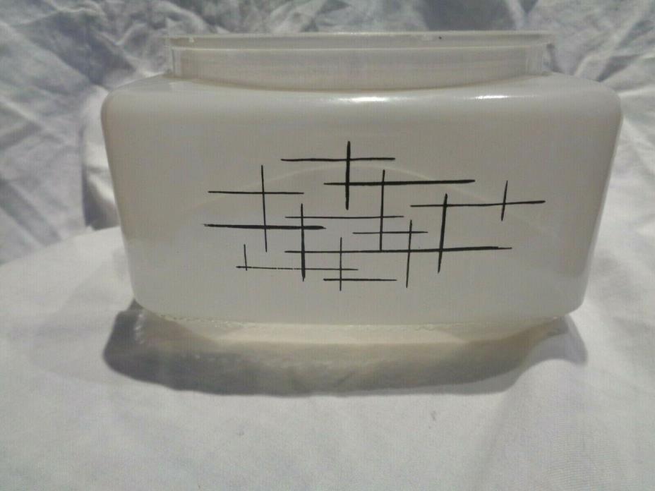 Vintage Mid Century Clear & White Square Ceiling Light Fixture Light Cover