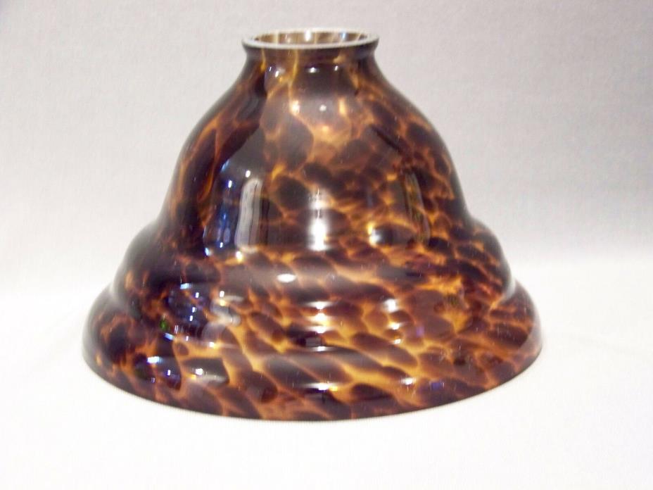 Glass bell shape lamp shade faux tortoise shell design 2 1/4