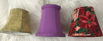LOT 3 Vintage Cloth Small Night Light LAMP SHADES Clip On Fabric Floral Bell