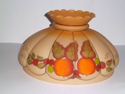VTG GWTW pumpkin design glass SHADE/GLOBE Reverse Hand Paint Pomegranate Orange