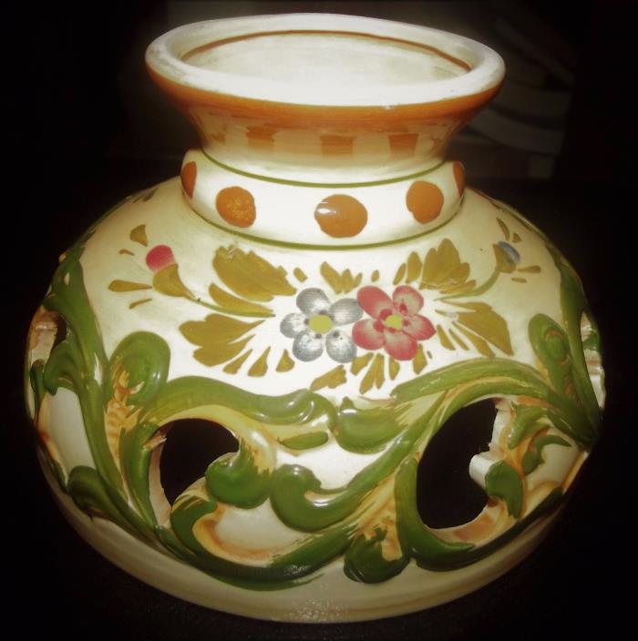 Hurricane Lamp Shade Vintage Hand Painted Replacement Ceramic 5 7/8