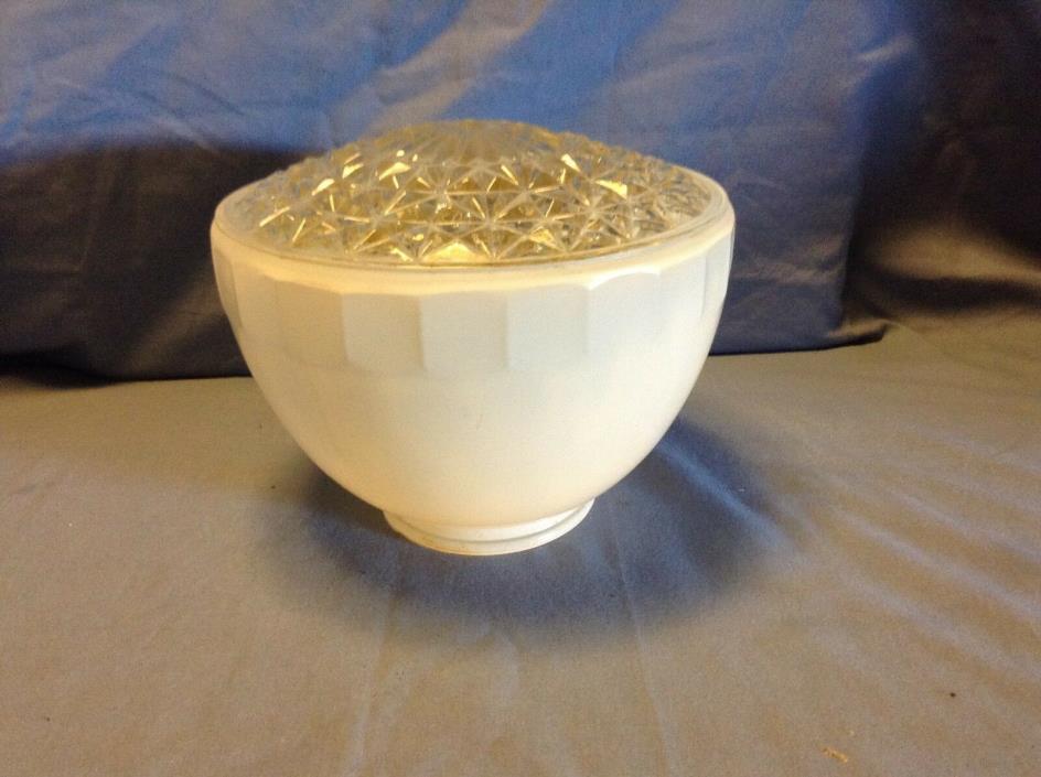 Vintage Lamp Light Globe White w Ornate Diamond Clear Light Diffuser 4