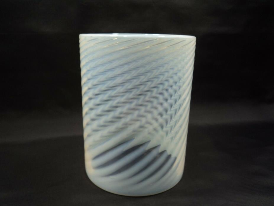 Vintage Opalescent Spiral Swirl Cylinder Glass Light Shade 9
