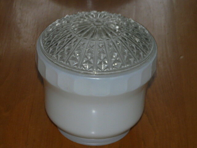 VIntage Glass Clear & White Shade Ceiling Light Globe