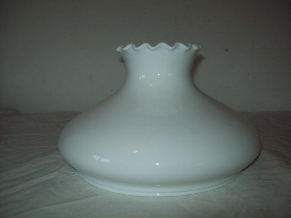 vintage  rufflled top milkglass banquet  oil lamp shade 9-3/4 