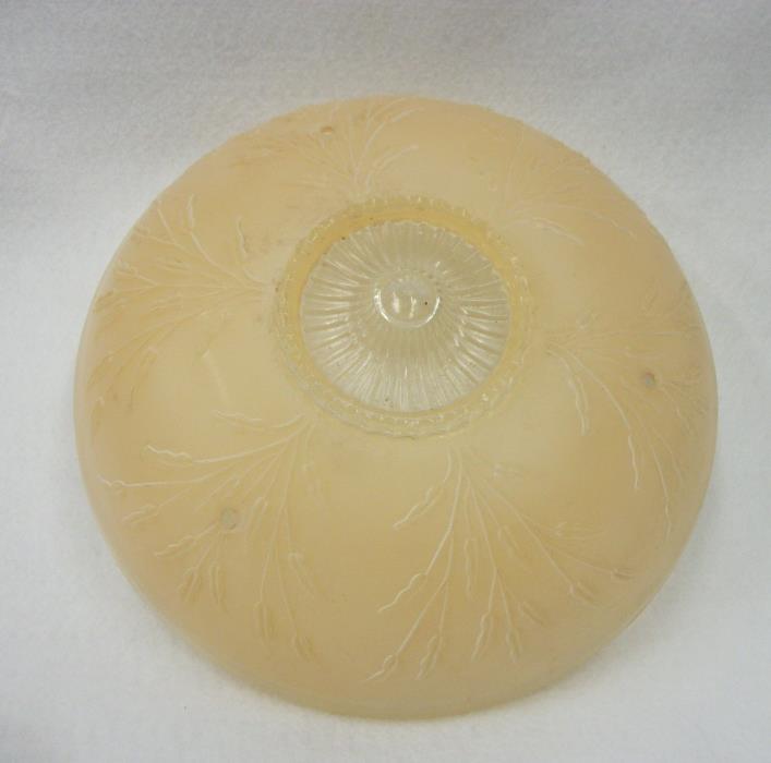 Vintage Glass Ceiling Light Cover Two Toned Frosted Floral with Draped Edge