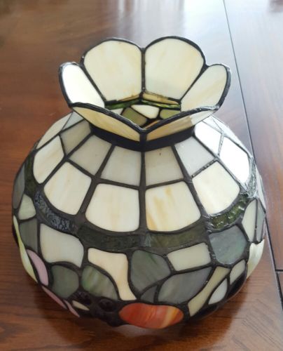 Stained Glass Lamp Shade White with Fruit accents