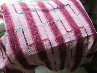 Retro 50s Diner Atomic MCM Chenille Stripes Vtg Woven Bedspread Fabric Piece
