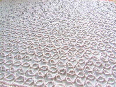 Pastel Pink Squiggles Cabin Crafts Vintage Chenille Bedspread Fabric Piece 26x30