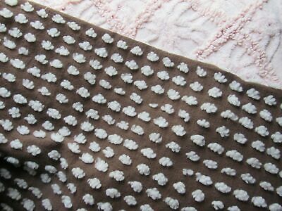 Chocolate Marshmallows Vintage Chenille Bedspread Craft Fabric Piece 30x39