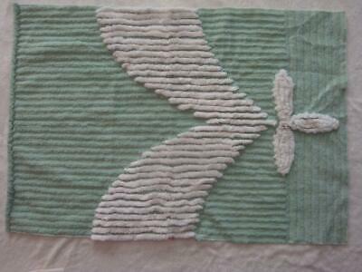 Fabric Piece #1756 - Spearmint & White Vtg Chenille Bedspread Craft