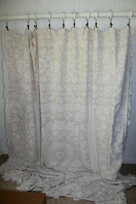 Vintage Bates Bedspread Queen Elizabeth Beige White Matelasse Woven Cotton Use C