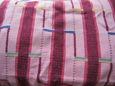 Atomic Retro 50s Diner MCM Chenille Stripes Vtg Woven Bedspread Fabric Piece
