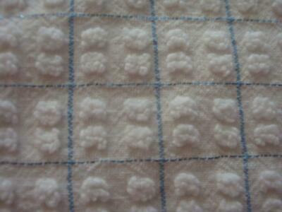 Fabric Piece #1752 - MJ Turquoise Lurex on White Vtg Chenille Quilt Craft