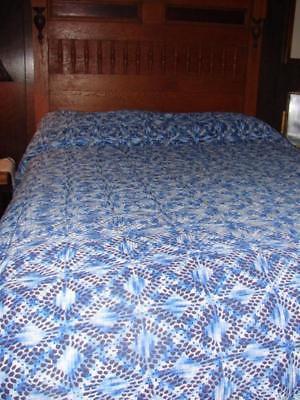 Blue Handcrafted Handmade Crochet Bedspread - Exquisite New Blue Bedspread