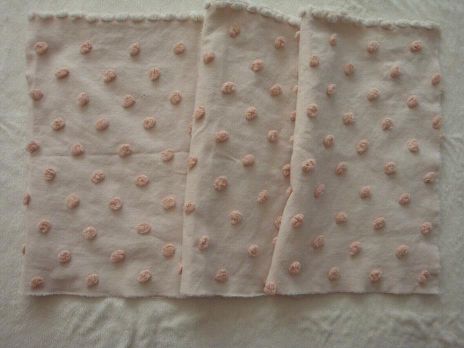 Fabric PIece #1743 - Peachy Pink Pops on Pink Vtg XChenille Quilt Craft