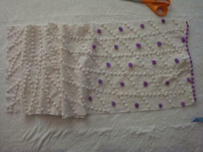 Fabric Piece #1749 - 13 x 58 HM Purple & White Thread Vtg Chenille Quilt