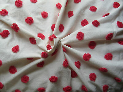 Smooch Lipstick Plump Red Pops Vtg Chenille Bedspread Craft Fabric Piece 30x36