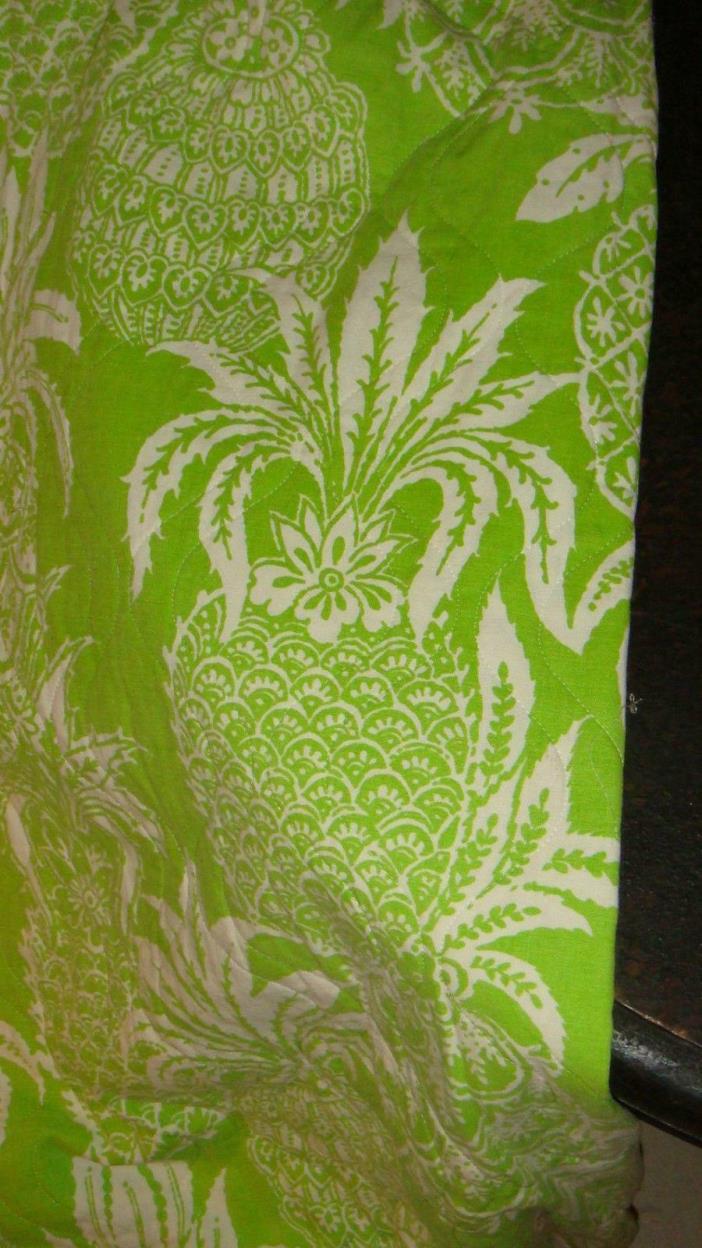 Palm Springs MCM Tropical Lime Green White Pineapple 99x112 Bedspread Fantastic