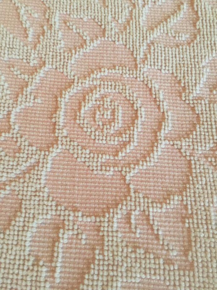 Vintage Candlewick Chenille Pale Pink & White Pom Pom Balls Full/Queen Bedspread