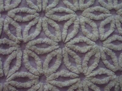 Fabric Piece #1729 - Plush Lavender & White Daisy Vtg Chenille Quilt Craf