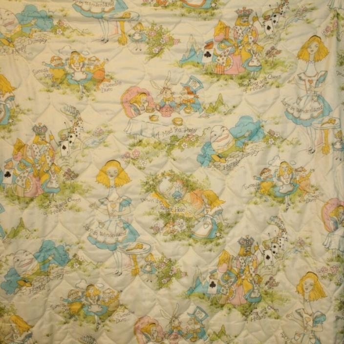 Vintage Alice in Wonderland Quilted Top Ruffle Edge Bedspread Coverlet Cover