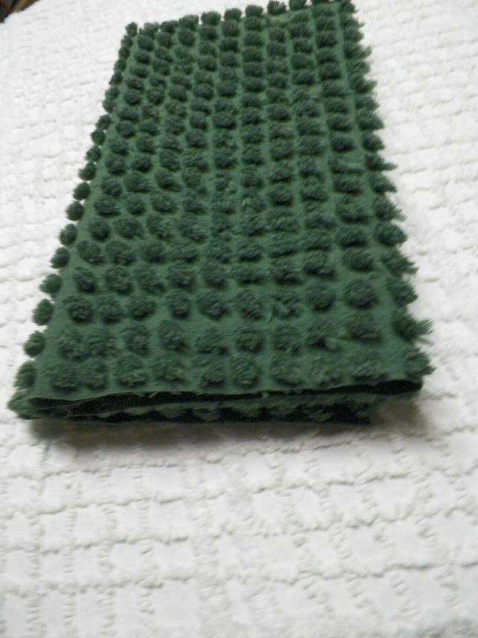 Vint Bates Hunter Grn Large Pops Chenille Bedspread Quilt Craft Fabric   A 1412