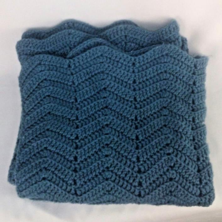 Vintage Crotchet Lap Blanket Teal 28x24