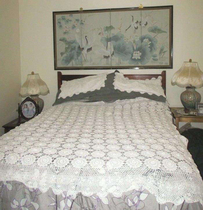 vintage crochet bed topper coverlet 84