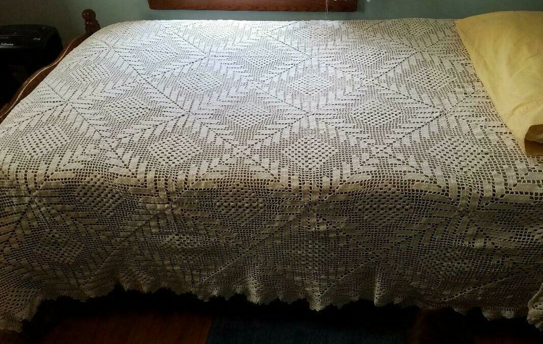 Hand Crocheted Bedspread in excellent condition 78 X94