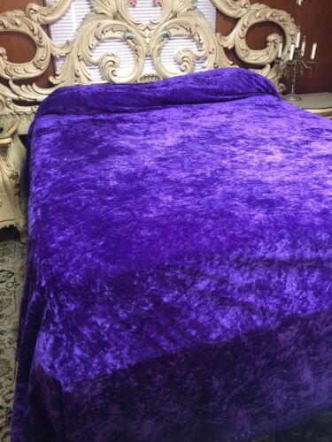 Velvet Bedspread Full-Size 1970S Mid Century Vtg Purple Crush