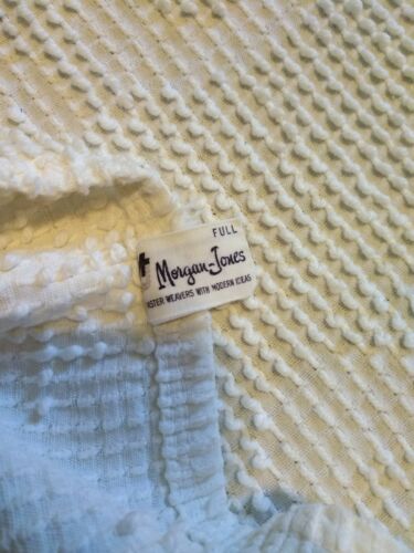 Vintage Morgan Jones Cutter Chenille Bedspread White 88x103 Full