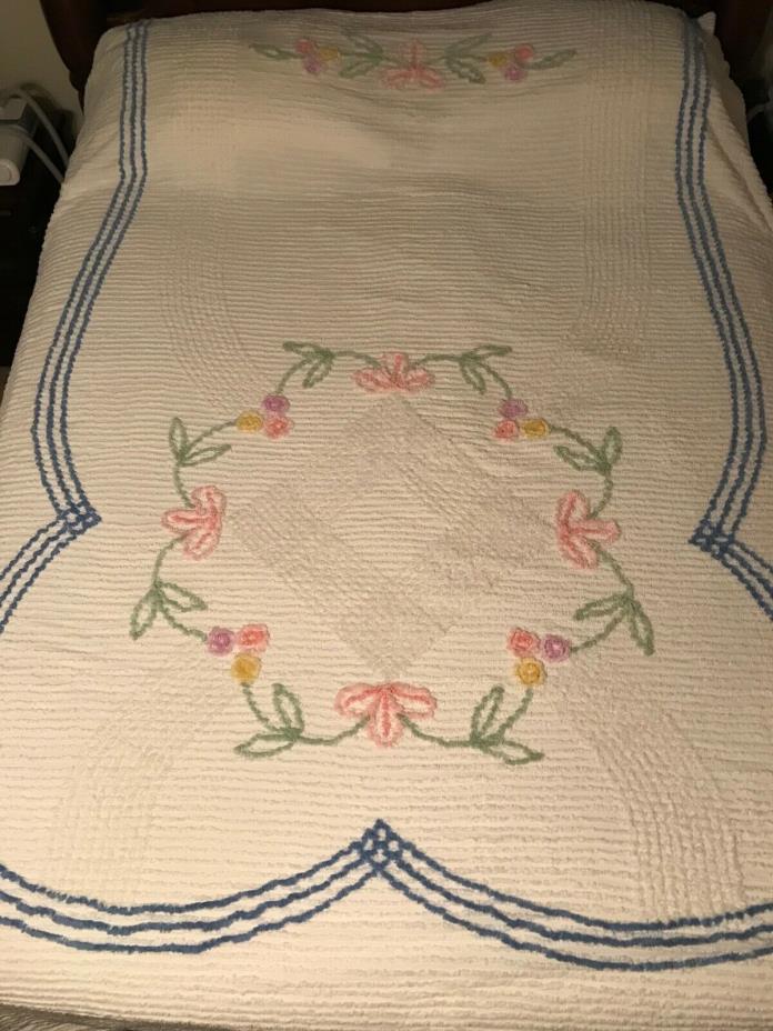 Beautiful Full Size Vintage Soft Cotton Chenille Bedspread