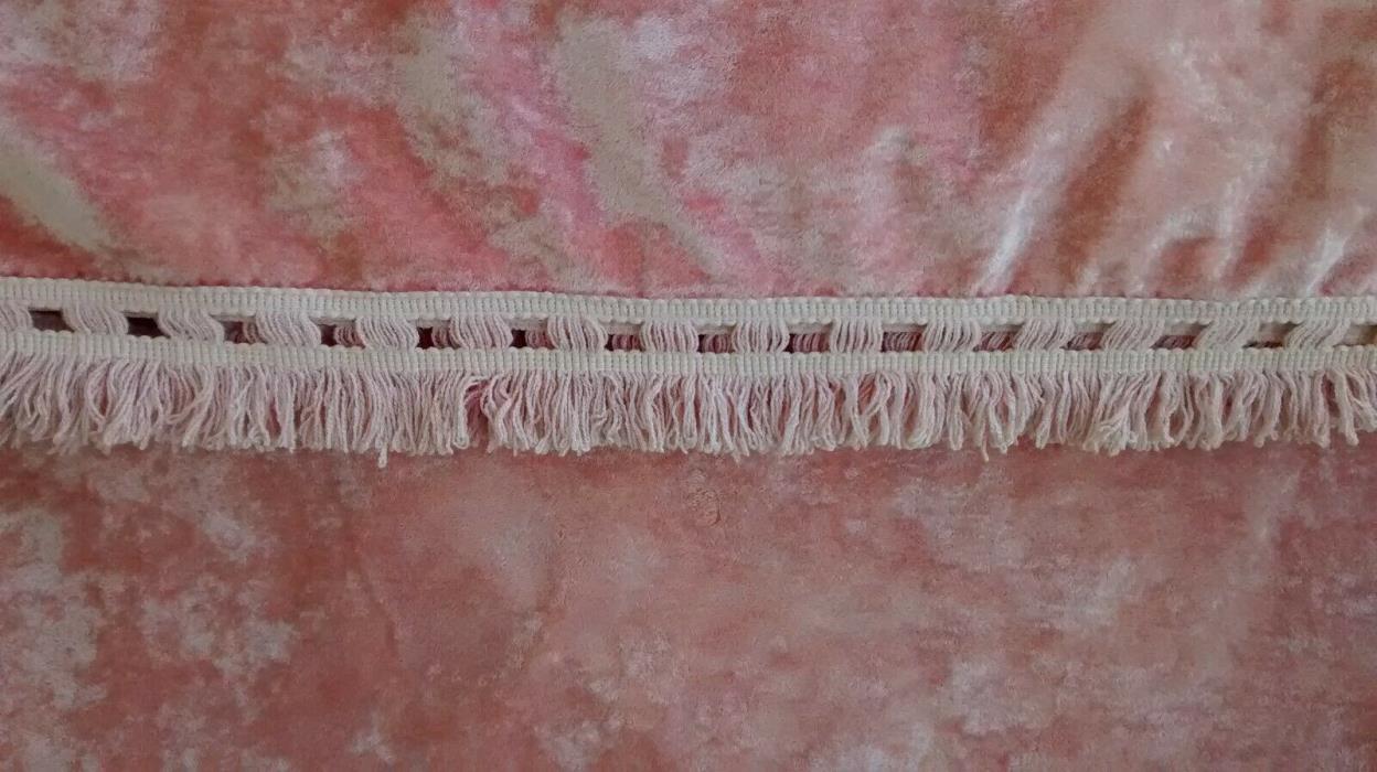 Vintage Pink Crushed Velvet Bedspread with Fringe 93