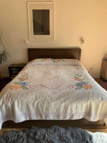 vintage chenille bedspread Queen Floral Flowers