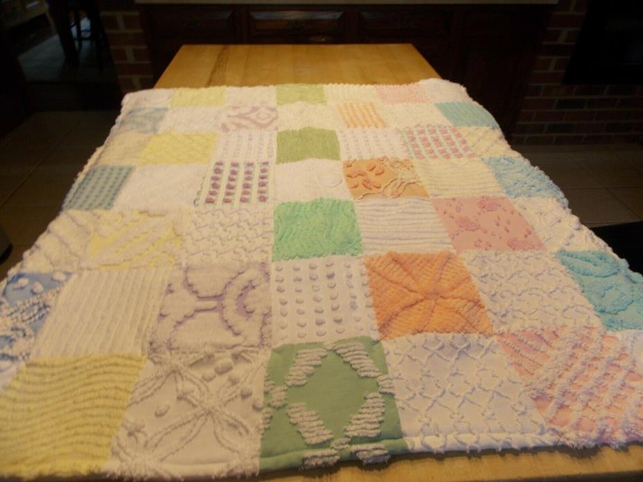 Handmade Baby Blanket From Vintage Chenille Bedspread Fabric