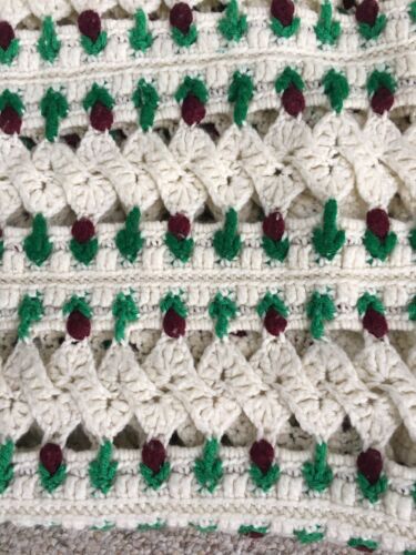 Vintage Handmade Crochet Afghan Throw/Blanket - Size Approx 55”x58”