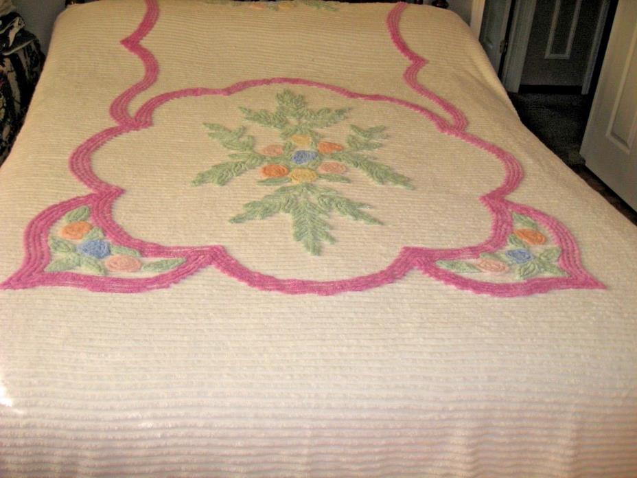 Vintage Chenille,bedspread Lots of Flowers Cutters Quality ??